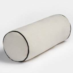 OHS Bolster Cushion Matte Velvet Filled Bedroom Sofa Plump Pillow, Cream Black - thumbnail 5