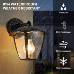 Harper Living Outdoor Wall Lights, Black Exterior Wall Lamp With Clear Shade, Security Lights For Porch, Front Door, Garden, Patio - thumbnail 5