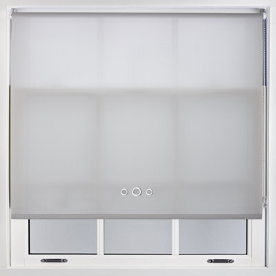 Furnished Roller Blind With Triple Chrome Round Eyelet And Metal Fittings - Grey Daylight Shade (W)60Cm X (L)210Cm