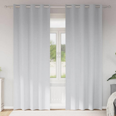 Berkfield Curtains With Curtains 2 Pcs Pale Grey 245 X 140 Cm Polyester - image 1