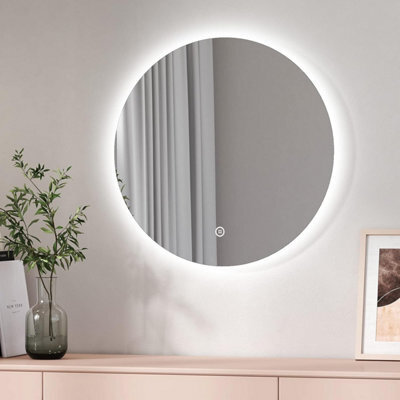 Emke Bathroom Mirror With Led Lights 600mm Dimmable Illuminated Backlit Round Bathroom Mirror - image 1