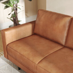 Valencia Varese Top Grain Leather Three Seats Sofa Cognac Superior Down Filled Cushions Floating Steel Legs - thumbnail 5