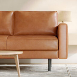Valencia Varese Top Grain Leather Three Seats Sofa Cognac Superior Down Filled Cushions Floating Steel Legs - thumbnail 6