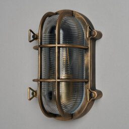 Litecraft Remy Gold Outdoor Caged Oval Bulkhead Wall Light - thumbnail 4