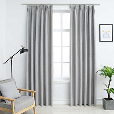 Berkfield Blackout Curtains With Hooks 2 Pcs Grey 140X175 Cm - image 1