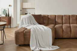 Faux Leather Suede Brown Right Hand Facing Corner Sofa Lugano - thumbnail 7