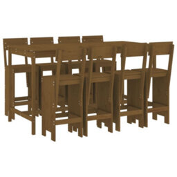 Berkfield 9 Piece Garden Bar Set Honey Brown Solid Wood Pine - thumbnail 2