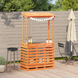 Walplus Outdoor Bar Table With Roof Brown 112.5X57X195.5 Cm Solid Wood - thumbnail 3