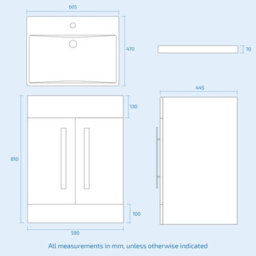 Nes Home White 600mm Gloss Bathroom Basin Sink Cabinet & Ceramic Basin - thumbnail 7