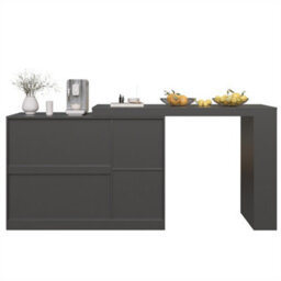 Abrihome Rotating Bar Table, Modern And Simple Black Rotating Dining And Bar Cabinet, Multifunctional Storage Cabinet With Glass Door - thumbnail 8