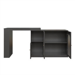 Abrihome Rotating Bar Table, Modern And Simple Black Rotating Dining And Bar Cabinet, Multifunctional Storage Cabinet With Glass Door - thumbnail 9