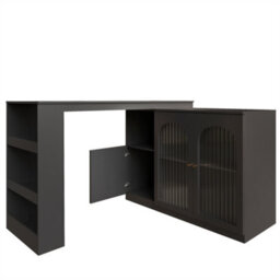 Abrihome Rotating Bar Table, Modern And Simple Black Rotating Dining And Bar Cabinet, Multifunctional Storage Cabinet With Glass Door - thumbnail 7