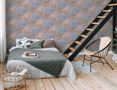 As Creation Bricoflor Non-Woven Wallpaper, Funky Wallpaper, Moroccan & Tiled, Oriental In Beige, Cream, Blue - 10,05 X 0,53 M - image 1