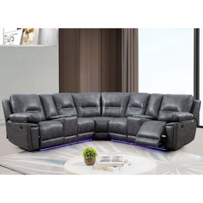 Furnishings For Less UK Zara Grey L Shaped Electric 5 Seater Reclining Corner Sofa Smart Tech Usb - image 1