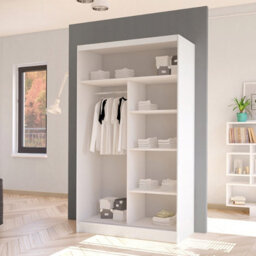 Costa I Sliding Door Wardrobe 100Cm Bedroom Storage Closet With Hanging Rail Shelves Modern Furniture Black Artisan Oak - thumbnail 3