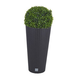 Urbn-Living Black, Set Of 1 - Round Pots With Artificial Boxwood Ball Plant - 38.5X20X20Cm - thumbnail 5
