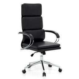 Costway Ergonomic Leather Office Chair Executive Chair W/adjustable Height-Black
