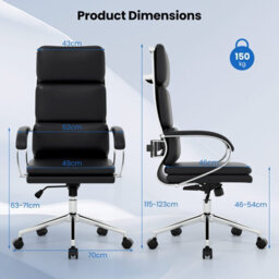 Costway Ergonomic Leather Office Chair Executive Chair W/adjustable Height-Black - thumbnail 2