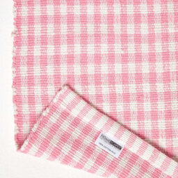 Homescapes Cotton Gingham Check Rug Hand Woven Pink White, 66 X 200 Cm - thumbnail 5