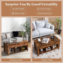 Lift Top Coffee Table Contemporary Wood Lift Top Dining Cocktail Table Living - thumbnail 6