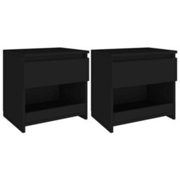 Berkfield Bedside Cabinets 2 Pcs Black 40X30X39 Cm Engineered Wood - thumbnail 1