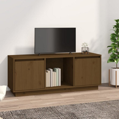 Berkfield Tv Cabinet Honey Brown 110.5X35X44 Cm Solid Wood Pine - image 1