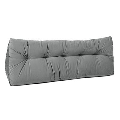 Lancashire Textiles Faux Suede Triangular Wedge Double Bed Headboard Cushion For Ultimate Comfort In Steel 20 X 50 X 135Cm - image 1