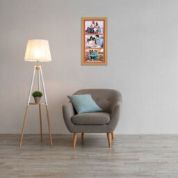 AK Frames 16X8 Light Oak Modern Multi Photo Frame With Poppy Red Mount - Holds 3 Apertures (3X) 7X5 Photos - thumbnail 3