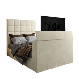 Luther Upholstered  Cream Tv Bed Frame - thumbnail 4
