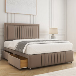Bsspoke Lily Divan Bed Set Mink Plush Velvet 24Inch Headboard & Footboard 4 Drawers & No Mattress In Double King 4Ft 6Ft - thumbnail 2