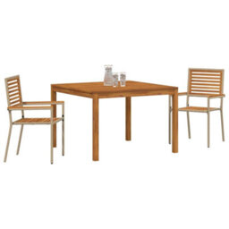 Berkfield Garden Dining Set 3 Pcs Beige Poly Rattan - thumbnail 3