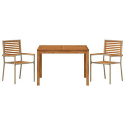 Berkfield Garden Dining Set 3 Pcs Beige Poly Rattan - thumbnail 7