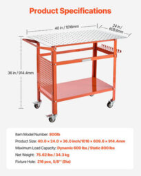 "Vevor Welding Table, 40"" X 24"" Welding Workbench Table With 800Lbs Static Weight Capacity, Movable Steel Work Bench" - thumbnail 7