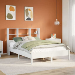 Berkfield Bookcase Bed Without Mattress White 160X200Cm Solid Wood Pine - thumbnail 1