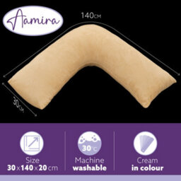 Aamira V Shaped Pillow Shredded Orthopaedic Memory Foam, Cream, Head, Neck & Back Pregnancy Maternity Support, Washable Cover - thumbnail 9