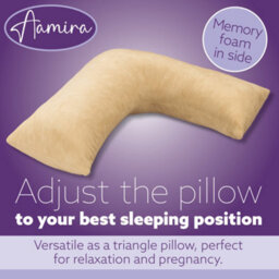 Aamira V Shaped Pillow Shredded Orthopaedic Memory Foam, Cream, Head, Neck & Back Pregnancy Maternity Support, Washable Cover - thumbnail 6