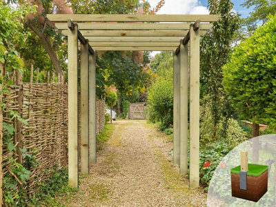 Edecks Heavy Duty Village Walkway Wooden Garden Pergola (W 2400mm X D 3600mm) With Steel Spikes (2.1M) - image 1
