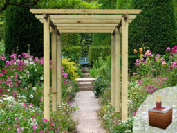 Edecks Heavy Duty Village Walkway Wooden Garden Pergola (W 2400mm X D 3600mm) With Steel Spikes (2.1M) - thumbnail 2