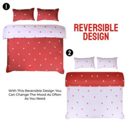 Ameha Printed Duvet Cover 3 Piece Set With Matching Pillowcase Red & White Dotted Design Super King Size (260X220 Cm) - thumbnail 6