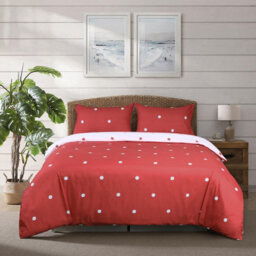Ameha Printed Duvet Cover 3 Piece Set With Matching Pillowcase Red & White Dotted Design Super King Size (260X220 Cm) - thumbnail 5
