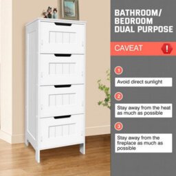 4 Drawers Cabinet Storage Unit Free Standing Cupboard Pvc White Home Bathroom - thumbnail 1
