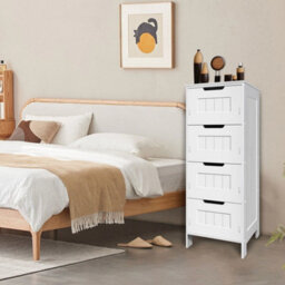 4 Drawers Cabinet Storage Unit Free Standing Cupboard Pvc White Home Bathroom - thumbnail 6