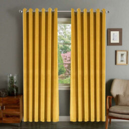 Ameha Ochre Velvet Curtains 66X90 Inches Eyelet Blackout Thermal Insulated Window Curtain Pair For Living Room Bedroom - thumbnail 7