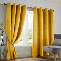 Ameha Ochre Velvet Curtains 66X90 Inches Eyelet Blackout Thermal Insulated Window Curtain Pair For Living Room Bedroom - thumbnail 6