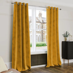 Ameha Ochre Velvet Curtains 66X90 Inches Eyelet Blackout Thermal Insulated Window Curtain Pair For Living Room Bedroom - thumbnail 5