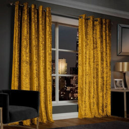 Ameha Ochre Velvet Curtains 66X90 Inches Eyelet Blackout Thermal Insulated Window Curtain Pair For Living Room Bedroom - thumbnail 2