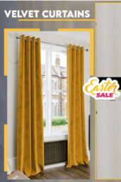 Ameha Ochre Velvet Curtains 66X90 Inches Eyelet Blackout Thermal Insulated Window Curtain Pair For Living Room Bedroom