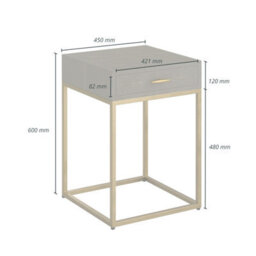 Wyld Haus Mandalo Taupe Shagreen One-Drawer Side Table With Brushed Brass Frame - thumbnail 7