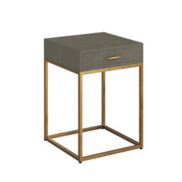 Wyld Haus Mandalo Taupe Shagreen One-Drawer Side Table With Brushed Brass Frame - thumbnail 6
