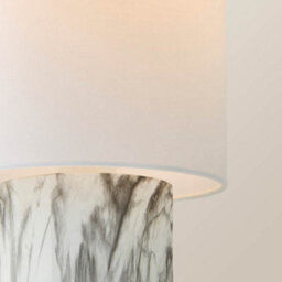 Valuelights Melanie White Marble Effect Table Lamp With White Linen Lamp Shade - thumbnail 4